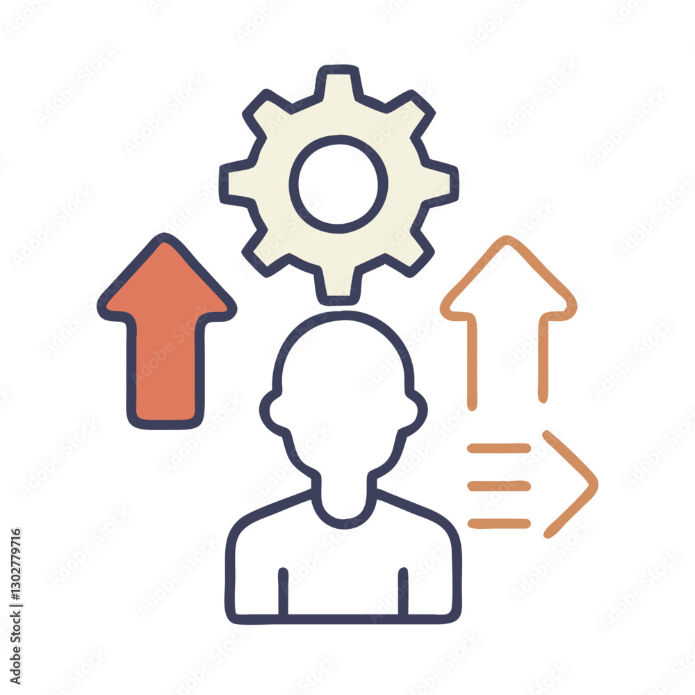 Skill development vector icon representing growth and progress through learning and improvement Skill development vector icon representing growth and progress through learning and improvement