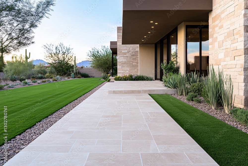 Fototapeta premium Modern house patio with landscaping