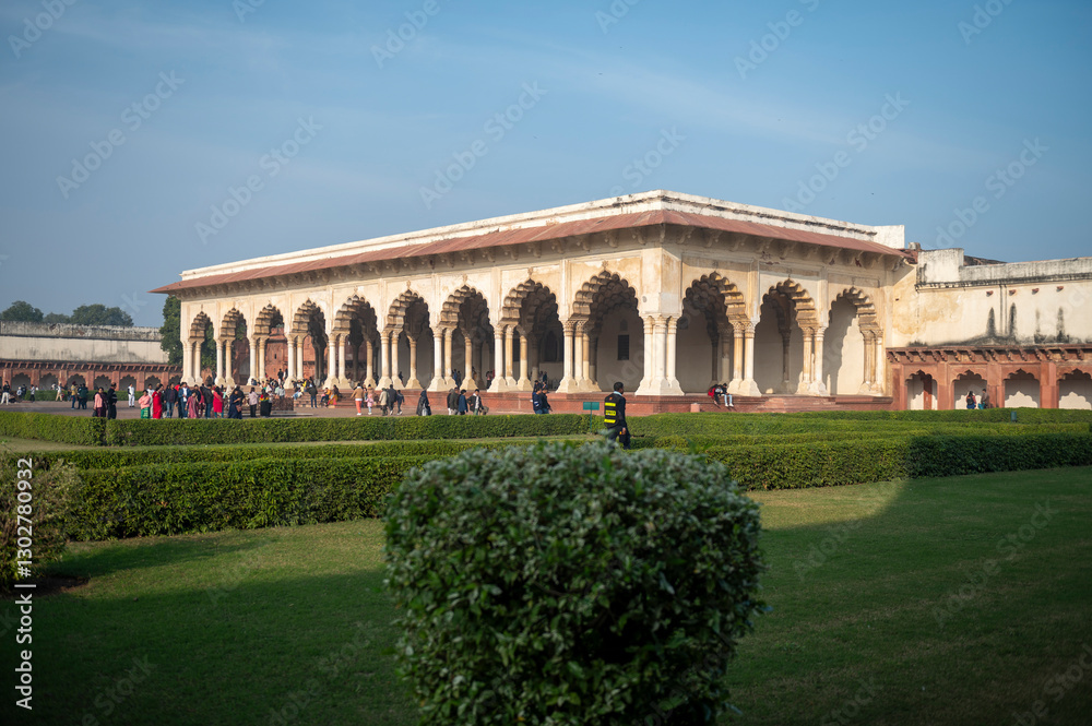 Fototapeta premium Agra , India - 2 January 2025 The Diwan-i-Am or Hall of Audience in Agra Fort at Agra Uttar Pradesh India Asia South Asia
