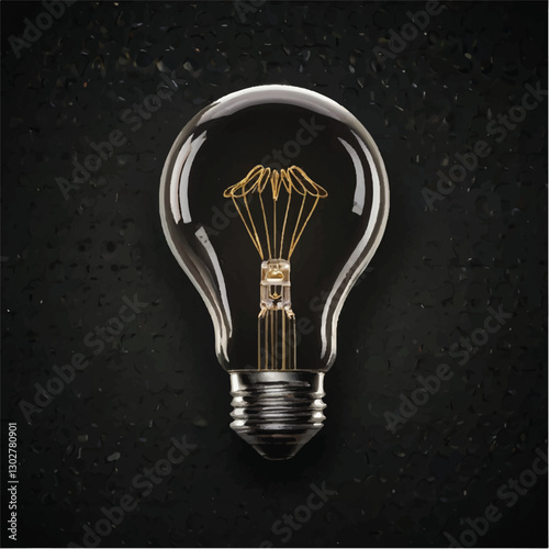 Glowing incandescent light bulb on white background.Art & Illustration