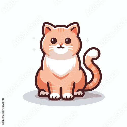 animal, cute, pet, cat, domestic, feline, happy, kitty, background, isolated, adorable, portrait, fur, mammal, white, design, kitten, vector, illustration, tabby, black, funny, looking, paw, sitting, 