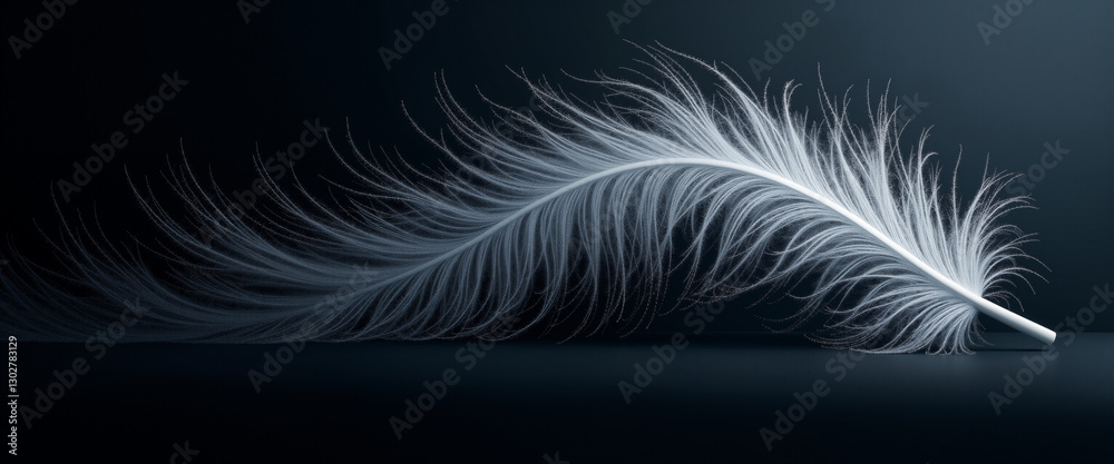 Obraz premium Desktop Wallpaper. Elegant White Feather on Dark Background