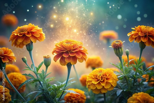 Surreal Marigolds: Dreamlike Garden Bloom, Fantasy Flower Photography