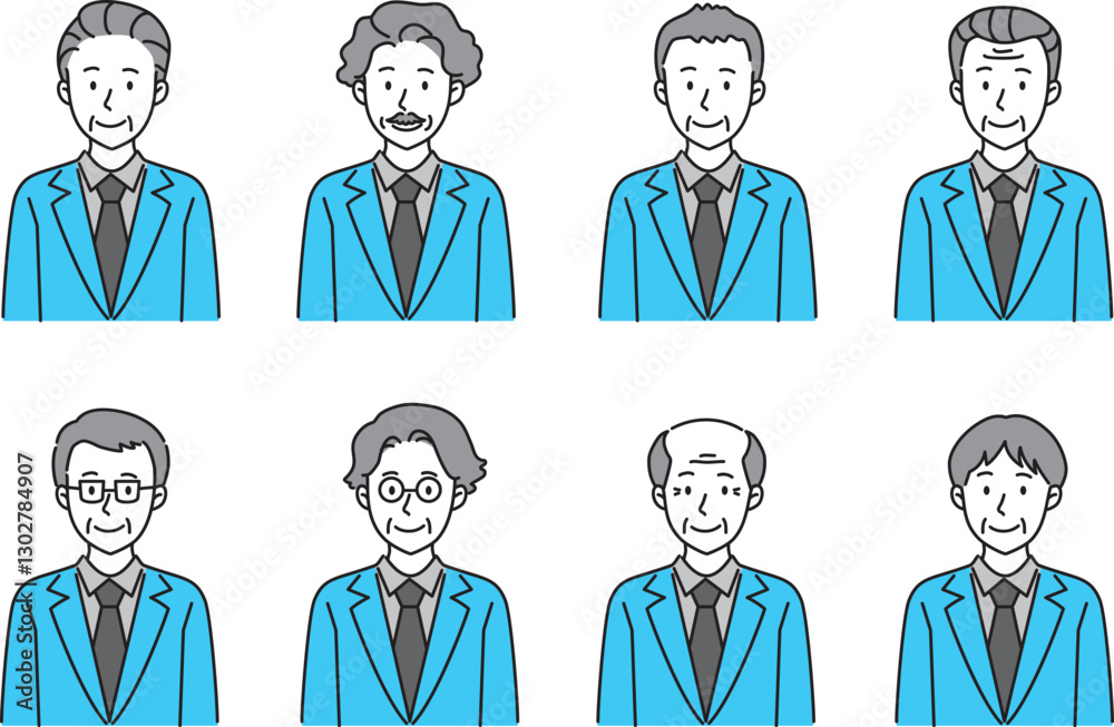 スーツを着た中年男性のセット