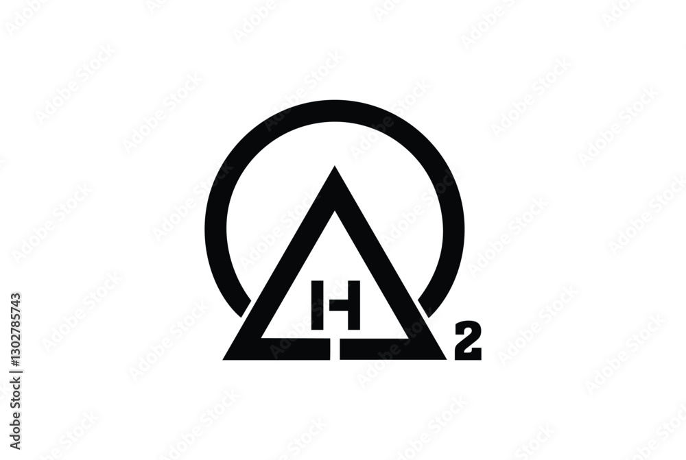H2O, Oxygen, hydrogen, logo with letter H,O with 2 - circle and triangle logo with letter H2O. H2O, Oxygen, hydrogen, logo with letter H,O with 2 - circle and triangle logo with letter H2O.