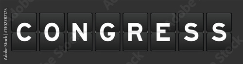 Black color analog flip board with word congress on gray background