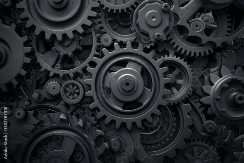 Wallpaper Mural Large system of metal engine gears wheels in connection. Neural network ai generated Torontodigital.ca