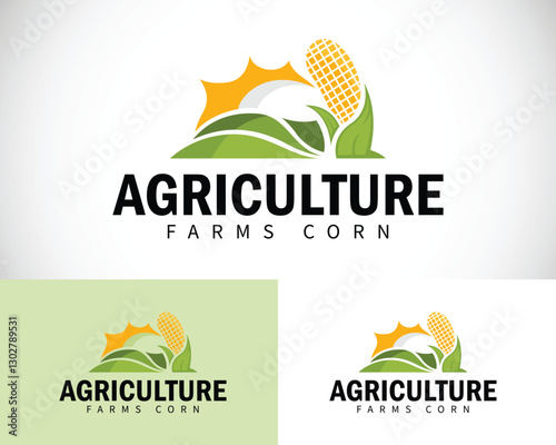 farm corn logo creative design concept agriculture sun nature