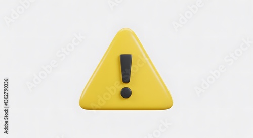 3D Yellow Warning Sign Icon with Exclamation Mark – Safety and Caution Symbol