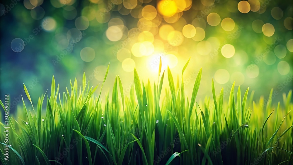 Obraz premium Tranquil Green Grass Silhouette: Sunlit Meadow Landscape Photography