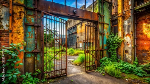Urban Exploration: Grungy Gate, Abandoned Industrial Scene