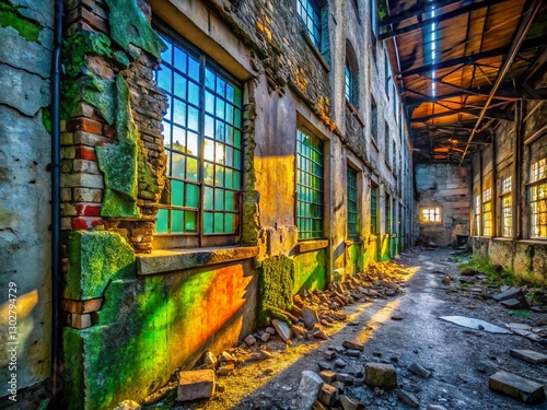 Urban Exploration: Gray Stone Texture, Abandoned Building, Decaying Structure, Industrial Ruins, Grunge Photography