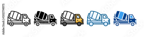 Cement Mixer Icon Set Multiple Style Collection