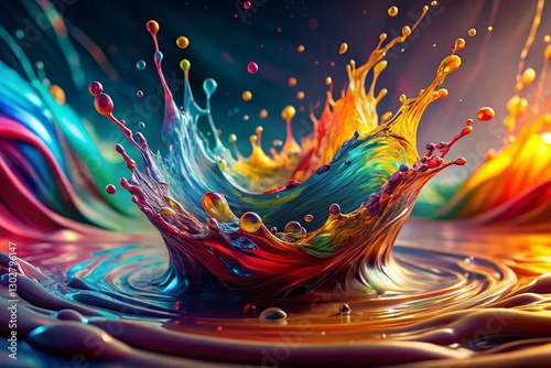 Vibrant Abstract Liquid Splash Panoramic Background - Colorful Moving Texture