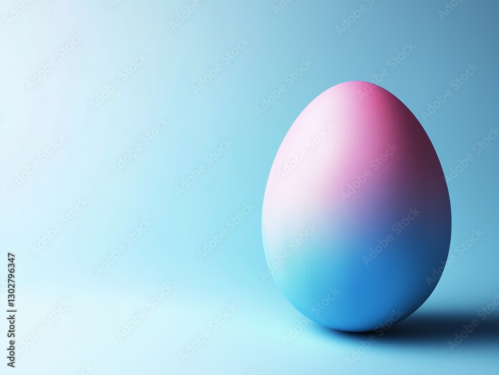 Minimalist Easter Egg with Soft Pink and Blue Gradient on a Light Blue Background Minimalist Easter Egg with Soft Pink and Blue Gradient on a Light Blue Background