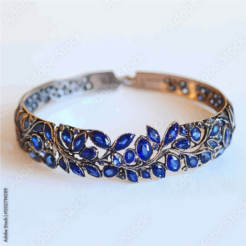  A watercolor painting of a sapphire bracelet, isolated on a white background.

