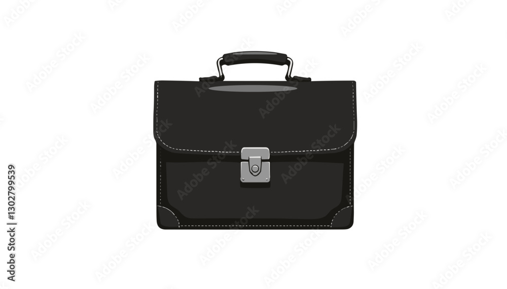 Classic black leather briefcase illustration. Classic black leather briefcase illustration.