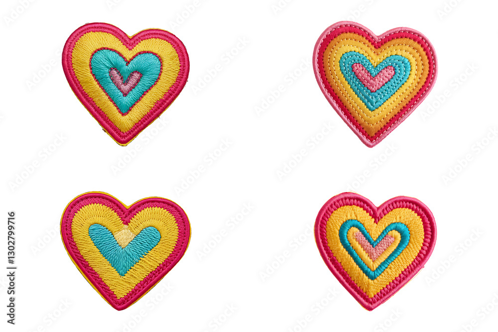 Fototapeta premium Colorful Heart-Shaped Patch with Intricate Embroidery Design