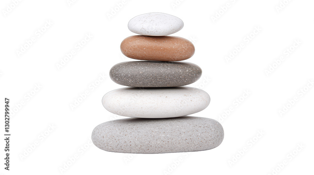 Stacked pebbles in neutral tones, elegant arrangement showcasing simplicity, evokes tranquility and balance, perfect for wellness themes. Isolated on white background or PNG Stacked pebbles in neutral tones, elegant arrangement showcasing simplicity, evokes tranquility and balance, perfect for wellness themes. Isolated on white background or PNG
