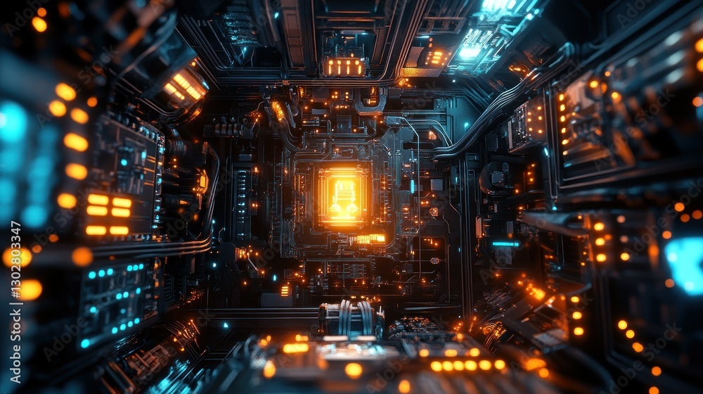 Futuristic digital landscape featuring glowing circuits and interconnected technology elements Futuristic digital landscape featuring glowing circuits and interconnected technology elements