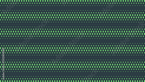 Rounded Dashes Halftone Pattern Vector Interference Effect Vivid Turquoise Abstract Background. Half Tone Graphical Frequency Effect Eye-Catching Wallpaper. Retro Futurism Sci-Fi Tech Art Illustration