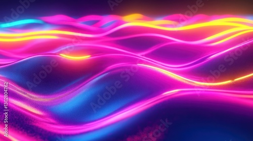 Wallpaper Mural Vibrant abstract waves of neon colors undulating in a digital landscape, creating a mesmerizing visual effect Torontodigital.ca