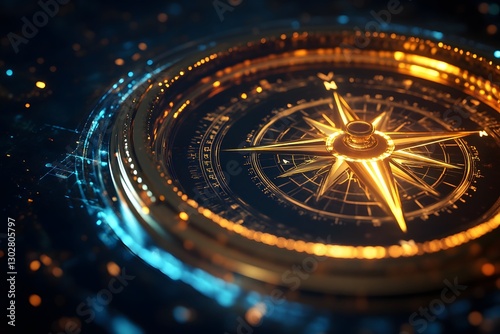 Wallpaper Mural Golden Compass with Intricate Details and Bright Background Effects Torontodigital.ca