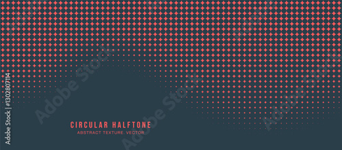 Circular Halftone Pattern Curved Border Vector Red Black Abstract Background. Retro Futuristic Sci-Fi Technology Art Illustration. Ultra Modern Minimalistic Art Half Tone Graphics Wavy Line Wallpaper