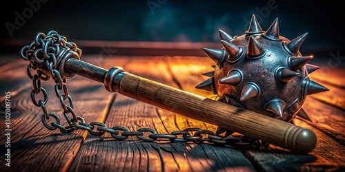 Vintage Flail Mace Weapon with Chains - Long Exposure Photography