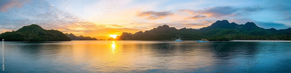 Naklejka premium Tropical Islands Sunset Serenity