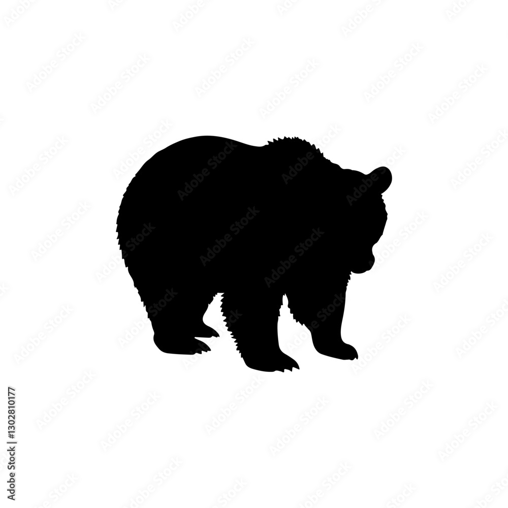 Fototapeta premium American black bear silhouette vector illustration on white background