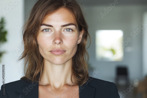 Free Download Confident young woman with natural beauty in a modern indoor setting - GFXLoad