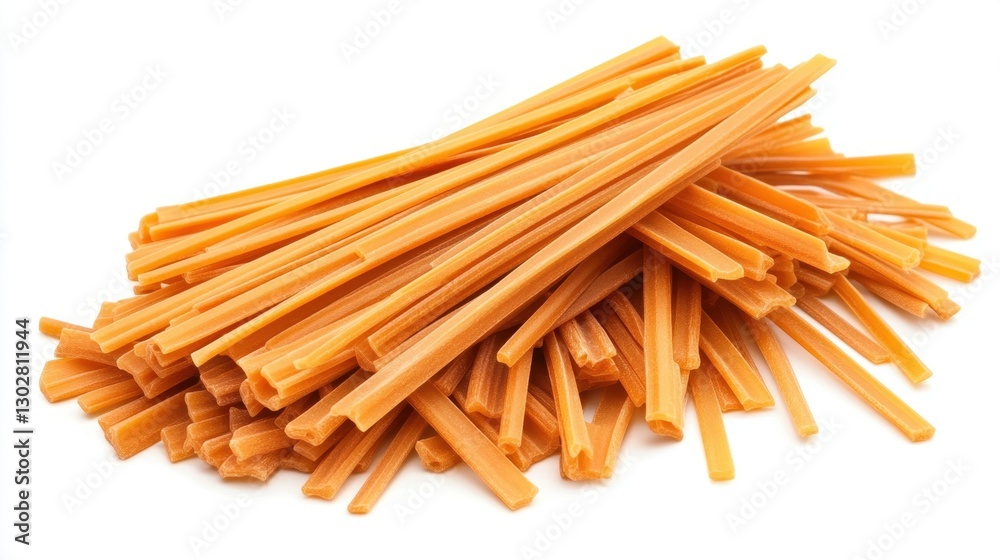 Curled Heap of Linguine Pasta on Crisp White Background - A Glimpse into Italian Culinary Delights Curled Heap of Linguine Pasta on Crisp White Background - A Glimpse into Italian Culinary Delights