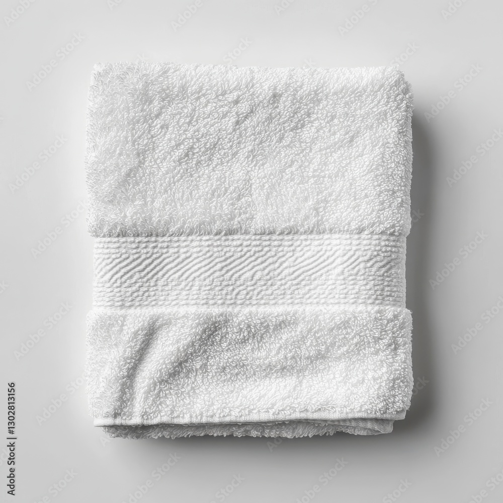 Neatly Folded White Cotton Hand Towel for Bathroom or Spa Purity and Cleanliness Still Life Neatly Folded White Cotton Hand Towel for Bathroom or Spa Purity and Cleanliness Still Life