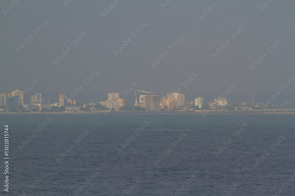 Fototapeta premium Dar Es Salaam city from on board a ship