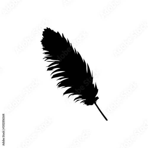 Ostrich feather silhouette vector illustration on white background