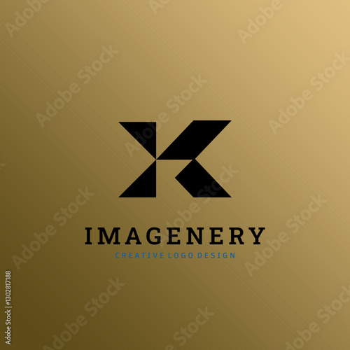 Letter K Logo Vector for Bussines or Branding, Luxury BLACK GOLD, Minimal Style design for corporate sign. Initial K logo design template on GOLD background.