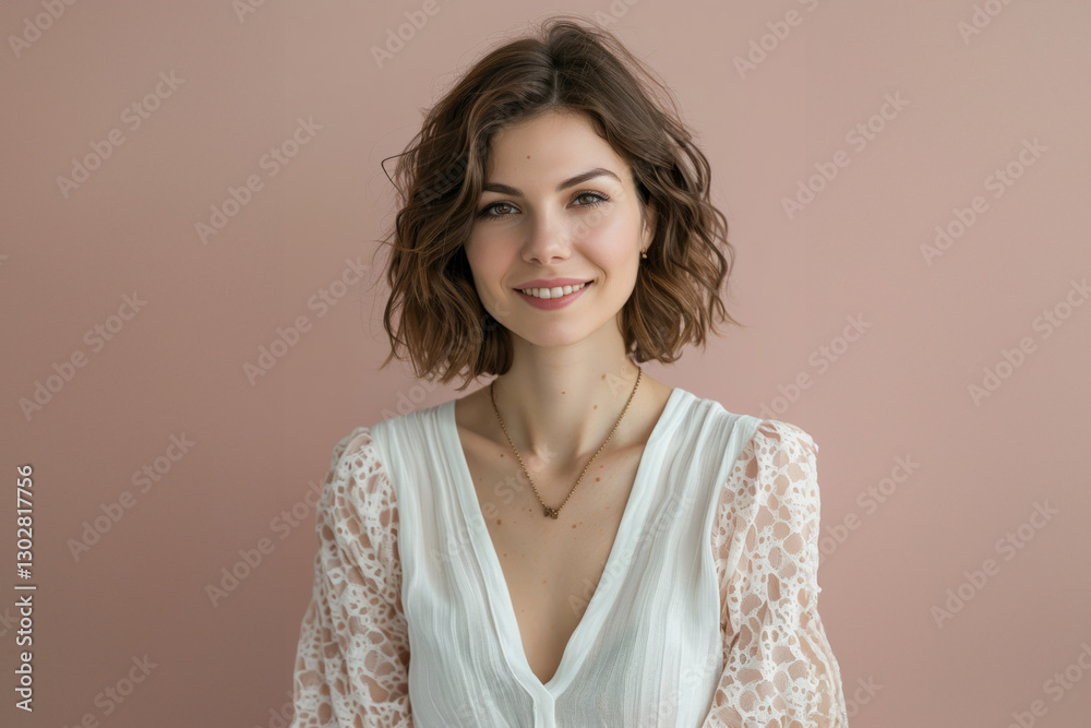 Obraz premium Portraits of young women in vibrant, solid colored outfits against matching plain backgrounds, each exuding cheerful confidence and youthful energy.