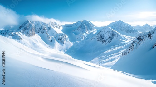 Wallpaper Mural Stunning Snow-Covered Mountain Range Under a Clear Blue Sky Torontodigital.ca