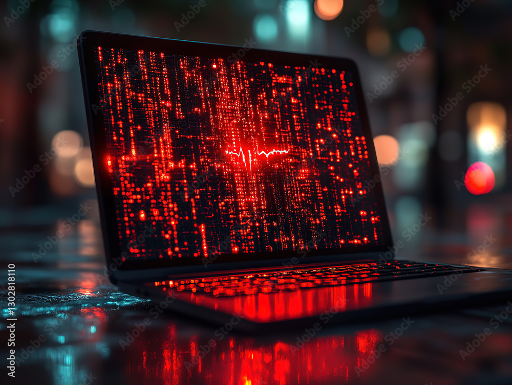 Malicious Software and Cybersecurity Threats on Laptop with Hacked System Alert Malicious Software and Cybersecurity Threats on Laptop with Hacked System Alert