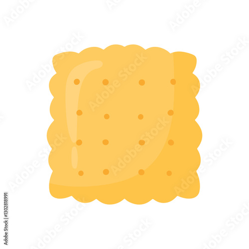 Square Cracker Biscuit Snack Food in Cute Cartoon Vector Illustration