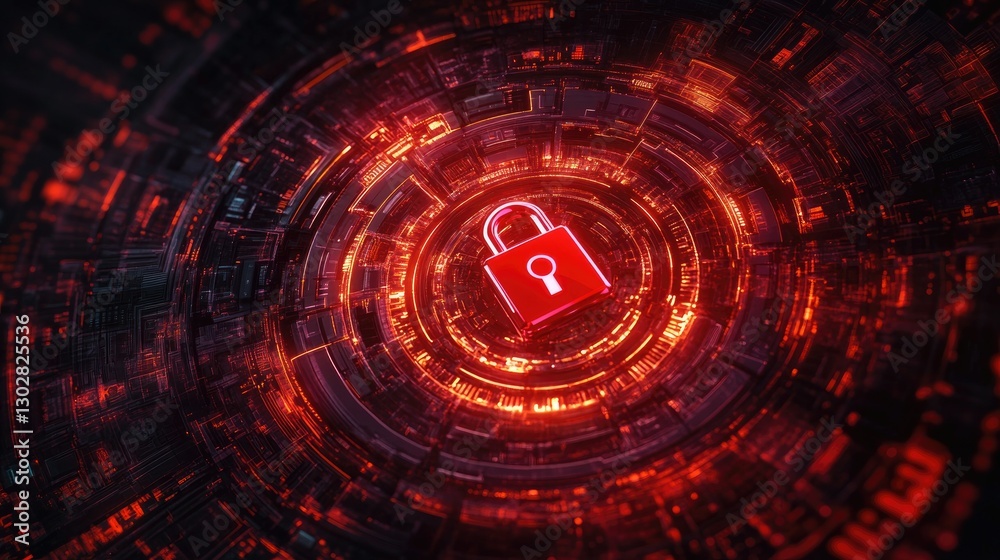 Fototapeta premium Circuit Lock Symbol in Cyber Security: Protecting Private Information and Technology Concepts