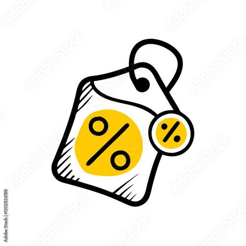 Discount tag icon featuring a bold percentage symbol emphasizing sales on discounted items