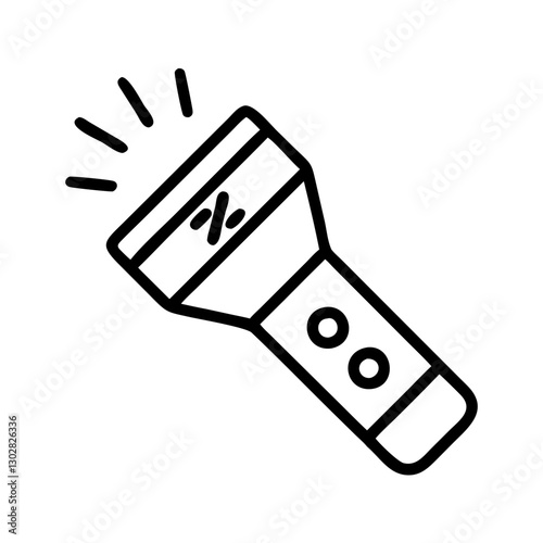 Vector icon illustrating a flashlight symbolizing a flash sale event, showcasing excitement and urgency for discounts