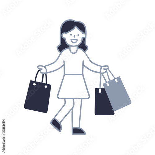 Happy shopper carrying multiple bags while enjoying a day of shopping at a local market during the afternoon hours