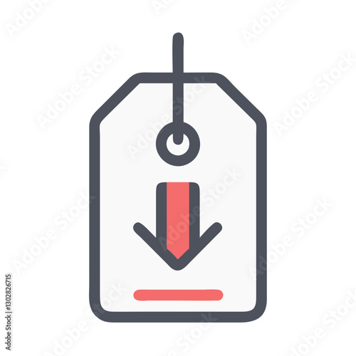 Fototapete Download icon depicted as a tag featuring an arrow pointing downwards, suitable