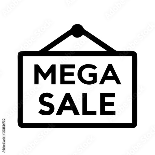 Big discounts on a mega sale sign icon used for retail promotions and marketing campaigns targeting shoppers in supermarkets and online stores