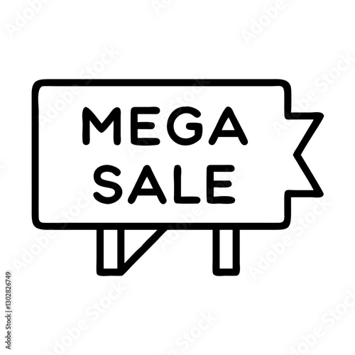 Massive discount event featuring a bold mega sale sign in a commercially vibrant area during a sunny day