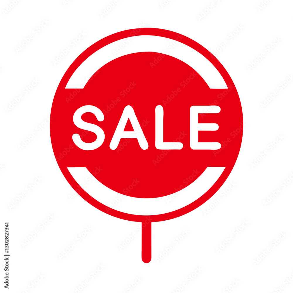 Vector icon representing a round sale sign in bright red, ideal for promotional graphics and advertising materials Vector icon representing a round sale sign in bright red, ideal for promotional graphics and advertising materials