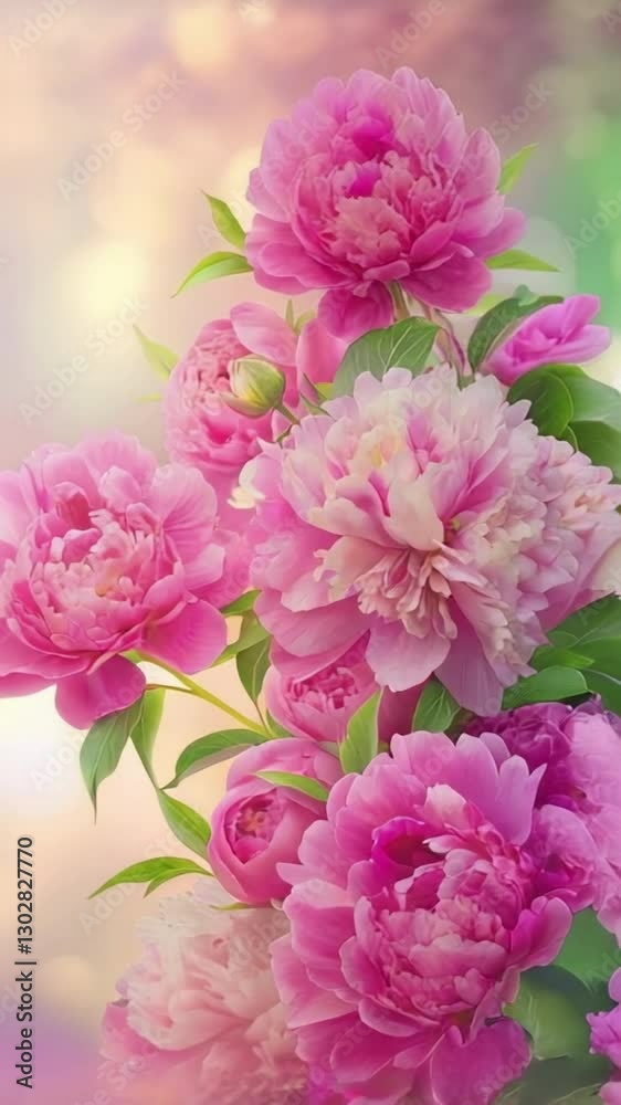 Tender peonies on pink background with copy space. Abstract natural floral frame layout with text space. Romantic feminine composition. Wedding invitation. International Women day, Mother Day concept Tender peonies on pink background with copy space. Abstract natural floral frame layout with text space. Romantic feminine composition. Wedding invitation. International Women day, Mother Day concept
